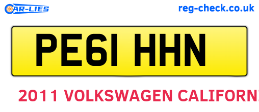 PE61HHN are the vehicle registration plates.