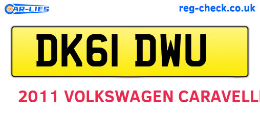 DK61DWU are the vehicle registration plates.