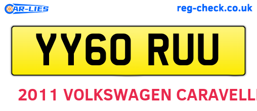 YY60RUU are the vehicle registration plates.