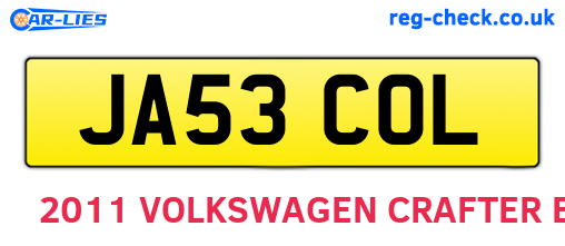 JA53COL are the vehicle registration plates.