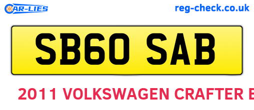 SB60SAB are the vehicle registration plates.