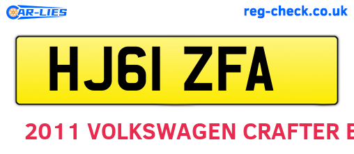 HJ61ZFA are the vehicle registration plates.