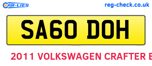 SA60DOH are the vehicle registration plates.