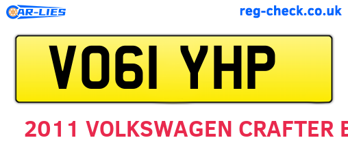 VO61YHP are the vehicle registration plates.