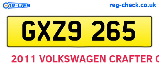 GXZ9265 are the vehicle registration plates.