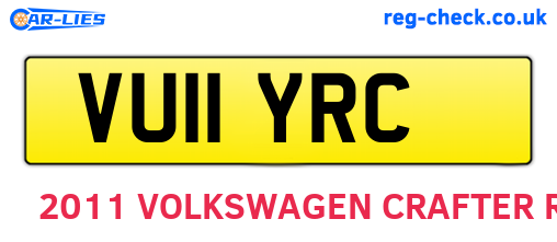 VU11YRC are the vehicle registration plates.