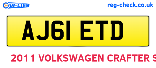 AJ61ETD are the vehicle registration plates.
