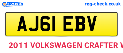 AJ61EBV are the vehicle registration plates.