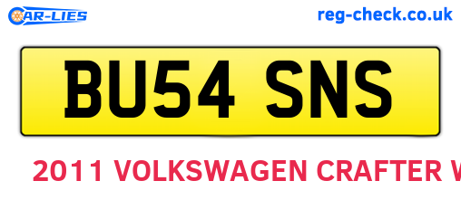 BU54SNS are the vehicle registration plates.