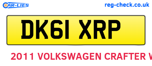 DK61XRP are the vehicle registration plates.