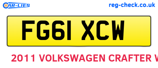 FG61XCW are the vehicle registration plates.
