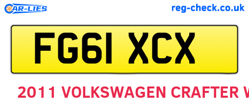 FG61XCX are the vehicle registration plates.