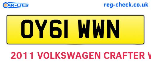 OY61WWN are the vehicle registration plates.