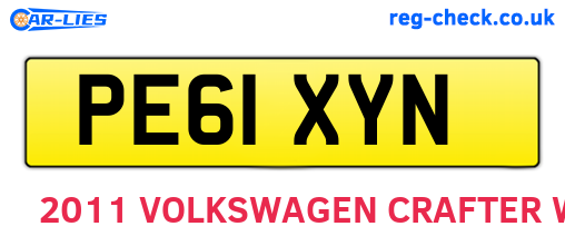 PE61XYN are the vehicle registration plates.