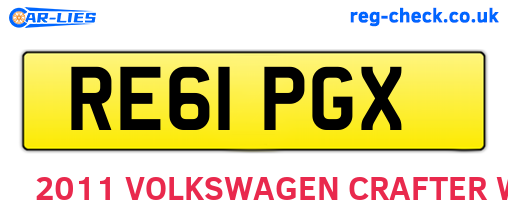 RE61PGX are the vehicle registration plates.