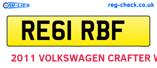 RE61RBF are the vehicle registration plates.