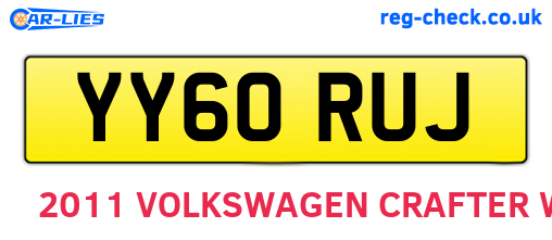 YY60RUJ are the vehicle registration plates.