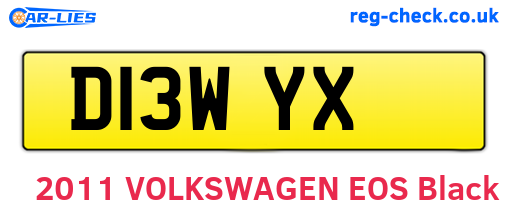 D13WYX are the vehicle registration plates.