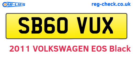 SB60VUX are the vehicle registration plates.
