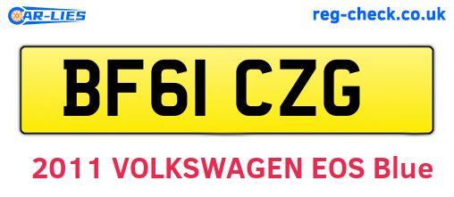 BF61CZG are the vehicle registration plates.