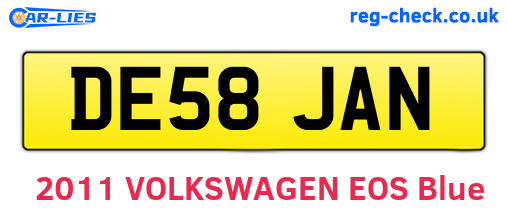 DE58JAN are the vehicle registration plates.