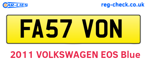 FA57VON are the vehicle registration plates.