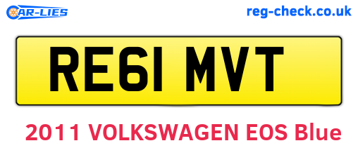 RE61MVT are the vehicle registration plates.