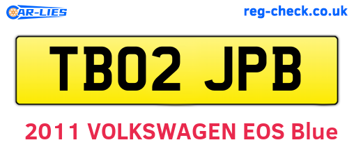 TB02JPB are the vehicle registration plates.