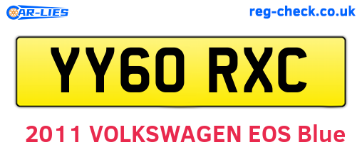 YY60RXC are the vehicle registration plates.