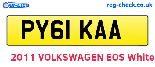 PY61KAA are the vehicle registration plates.
