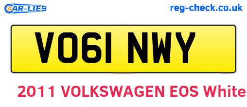 VO61NWY are the vehicle registration plates.