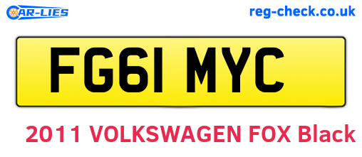 FG61MYC are the vehicle registration plates.