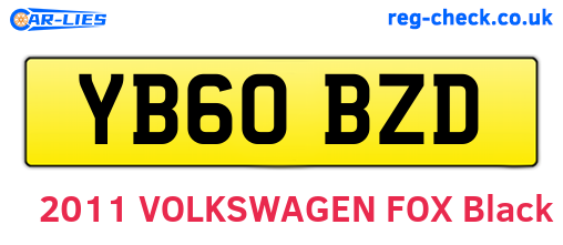 YB60BZD are the vehicle registration plates.