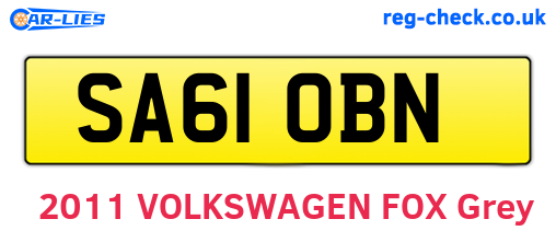 SA61OBN are the vehicle registration plates.