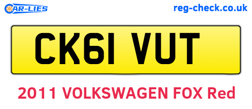CK61VUT are the vehicle registration plates.