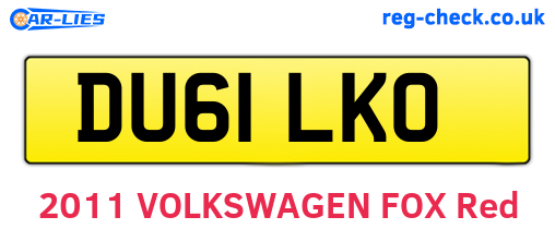 DU61LKO are the vehicle registration plates.
