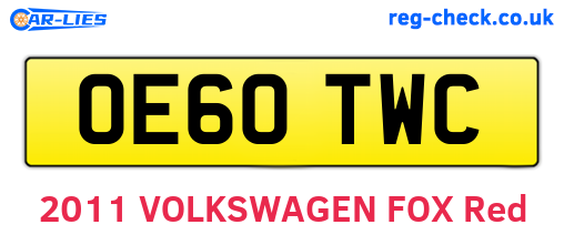 OE60TWC are the vehicle registration plates.