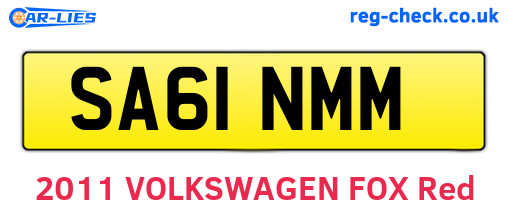 SA61NMM are the vehicle registration plates.