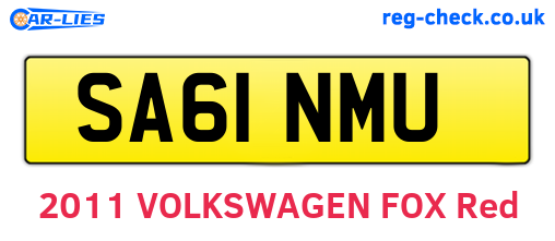 SA61NMU are the vehicle registration plates.