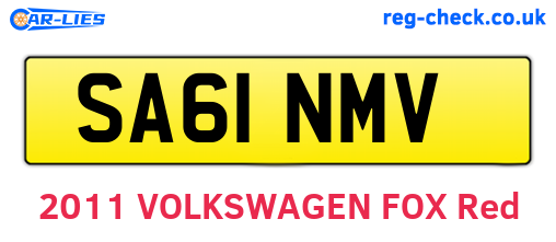 SA61NMV are the vehicle registration plates.
