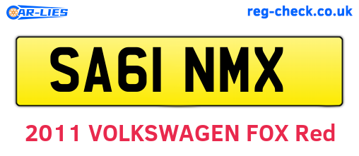 SA61NMX are the vehicle registration plates.