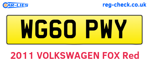 WG60PWY are the vehicle registration plates.