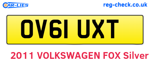 OV61UXT are the vehicle registration plates.