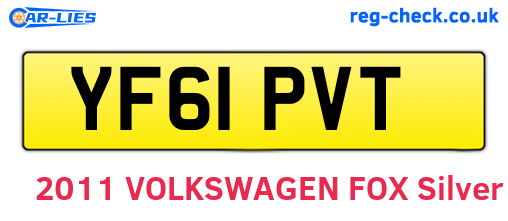 YF61PVT are the vehicle registration plates.