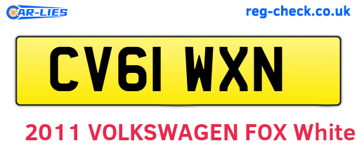 CV61WXN are the vehicle registration plates.