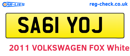 SA61YOJ are the vehicle registration plates.