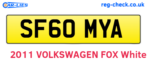 SF60MYA are the vehicle registration plates.