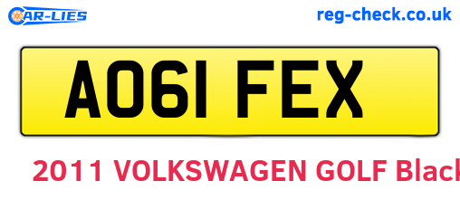 AO61FEX are the vehicle registration plates.