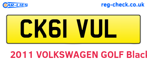 CK61VUL are the vehicle registration plates.