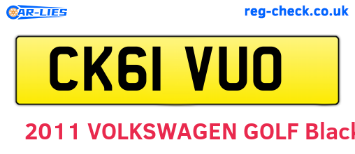CK61VUO are the vehicle registration plates.